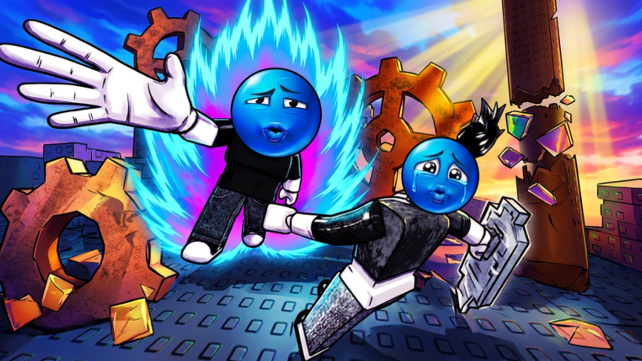 Official Phonk Slap key art: two blue-head fighters colliding as a giant slap hand and phonk aura explode across a gear-filled city arena.